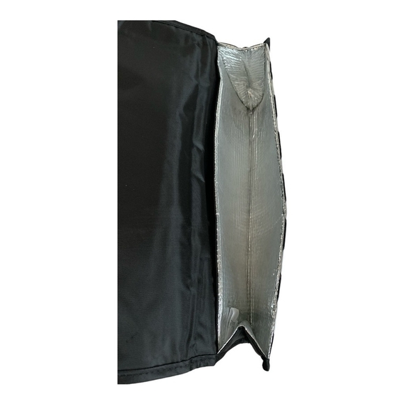 THIRTY ONE Thermal Tote Flat Pouch Insulated Black White Nylon Chevron Print Bag - Picture 5 of 6